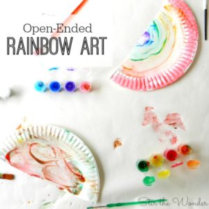 Open-ended rainbow art is a fun way for toddlers and preschoolers to learn about colors!