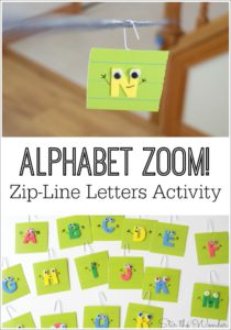 Alphabet Zoom Zip-Line Letters is a fun way for kids to learn letter recognition and the sounds they make!