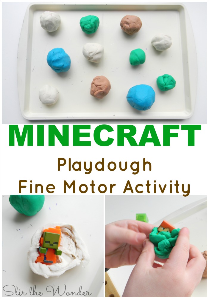 Minecraft Playdough Fine Motor Activity is the easiest activity for kids to practice fine motor skills!