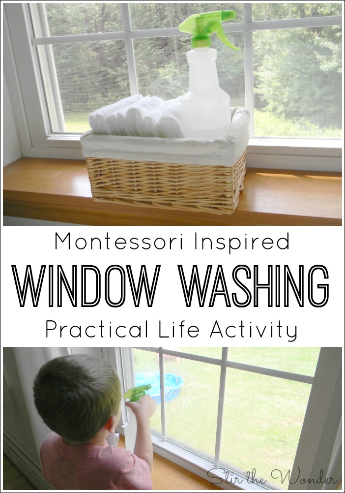 Montessori Inspired Window Washing Activity