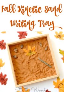 The Fall Kinetic Sand Writing tray will fit perfectly into your fall themed plans and inspire young learners to practice fine motor and handwriting skills!