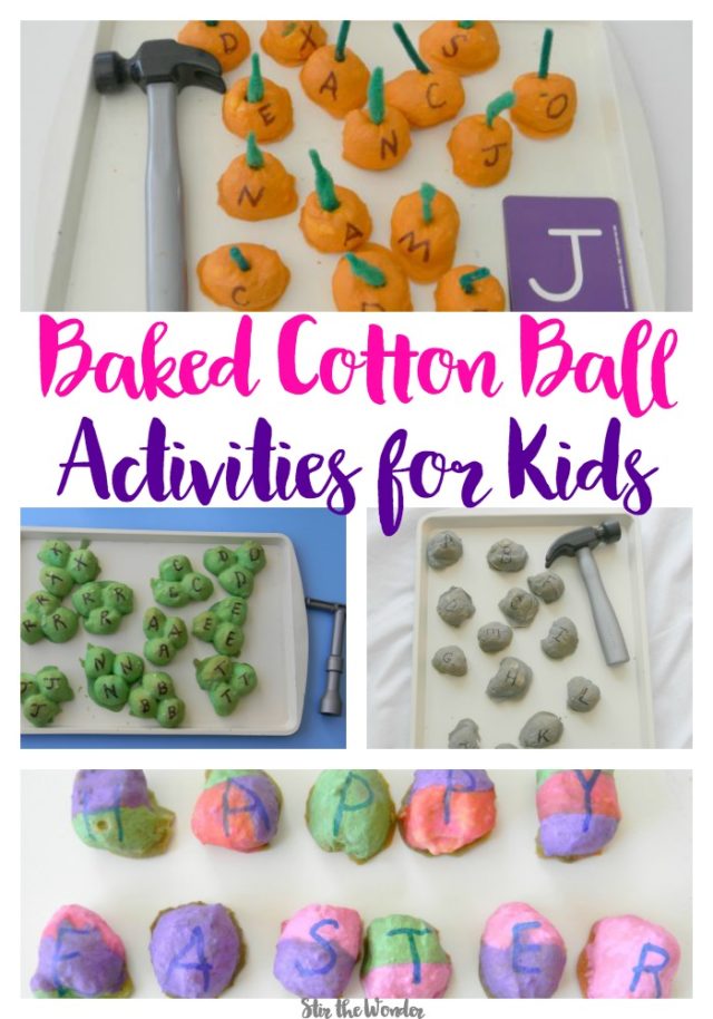 Baked Cotton Balls are a fun, creative and hands-on way for preschoolers to learn and practice fine motor skills.
