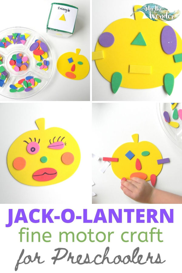 Celebrate Halloween with this Jack-o-Lantern fine motor craft for preschoolers.