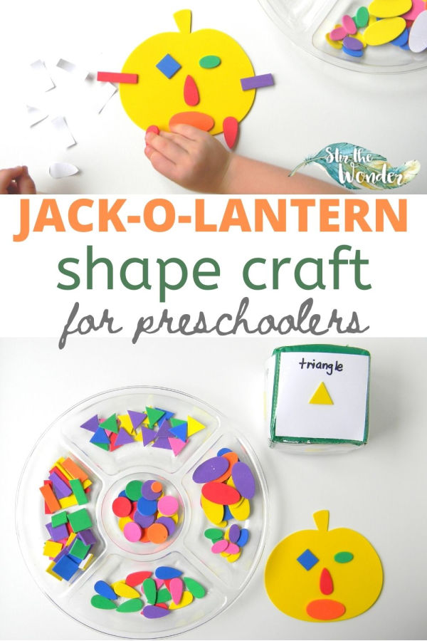 This Jack-o-Lantern Shape Craft for Preschools is a fun way to celebrate Halloween and practice shape recognition.
