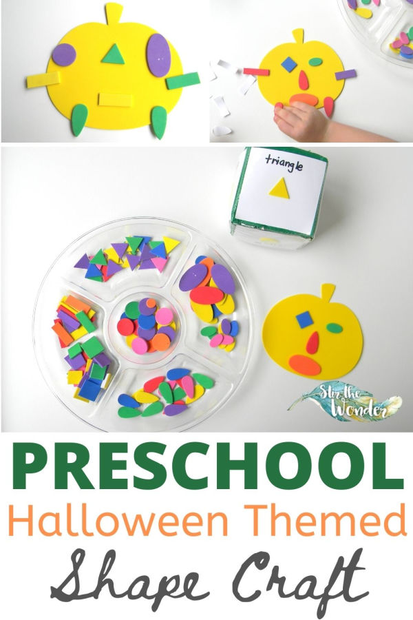 Have fun and learn shapes with this preschool Halloween shape craft!