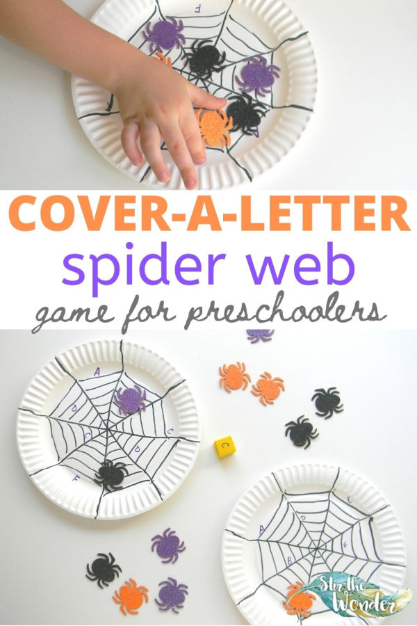 This fun Spider Web Game for preschoolers is a literacy activity for a Halloween theme!